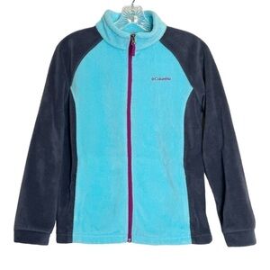 Columbia Benton Springs Blue Gray Full Zip Fleece Jacket Size XL Girls